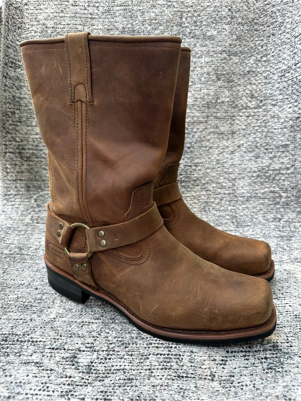 Xelement Men’s Leather Harness Boots Size 13 Brown Cognac Motorcycle Style 1556